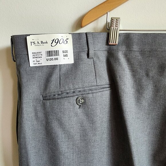 54 Waist Dress Pants Gray Short Jos A Bank 1905 Pant Wool New Nwt Size Man Light - Picture 17 of 17